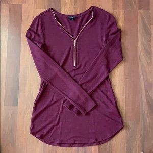 Red w Gold Zipper Bodycon Long Sleeve